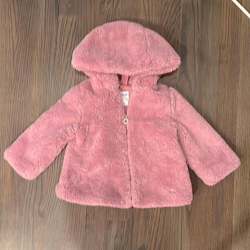 Boutique 12 mo faux fur pink jacket baby girl warm